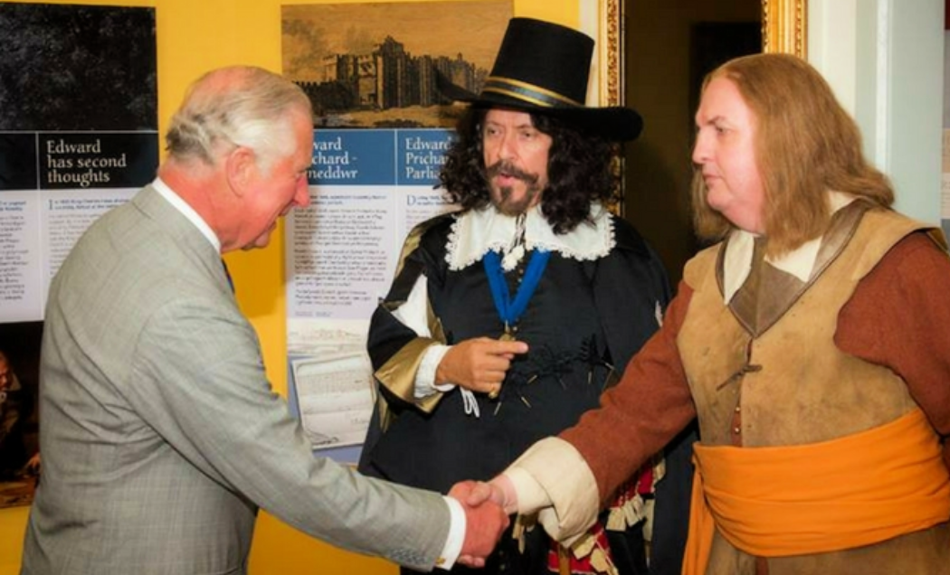 Prince Charles greeting Charles 1st and Cromwell